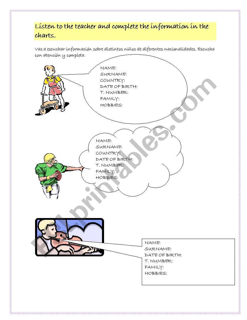 Personal introduction worksheet