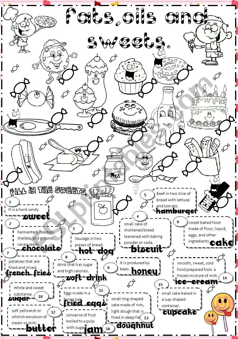 fats,oils and sweets worksheet