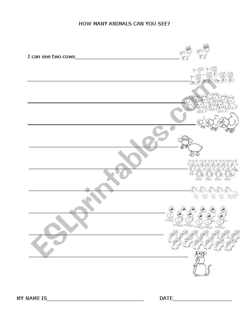How many animals can you see? worksheet