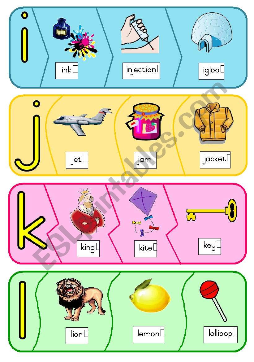 Phonics puzzle - i to p worksheet