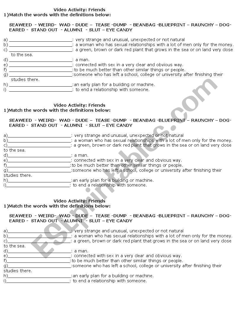 Friends worksheet