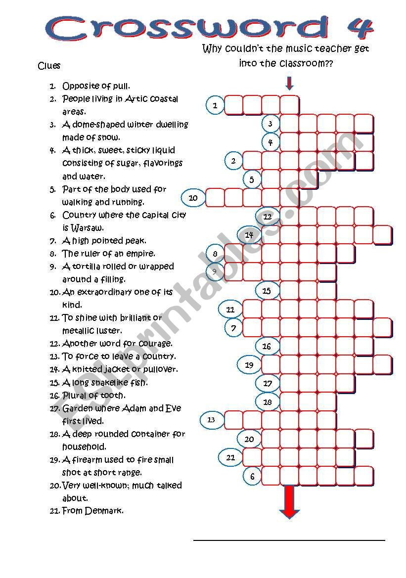 Crossword 4 worksheet