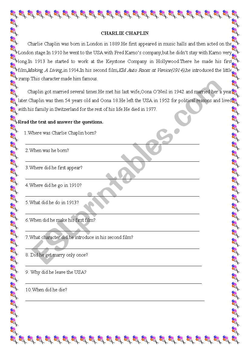 Reading Text worksheet