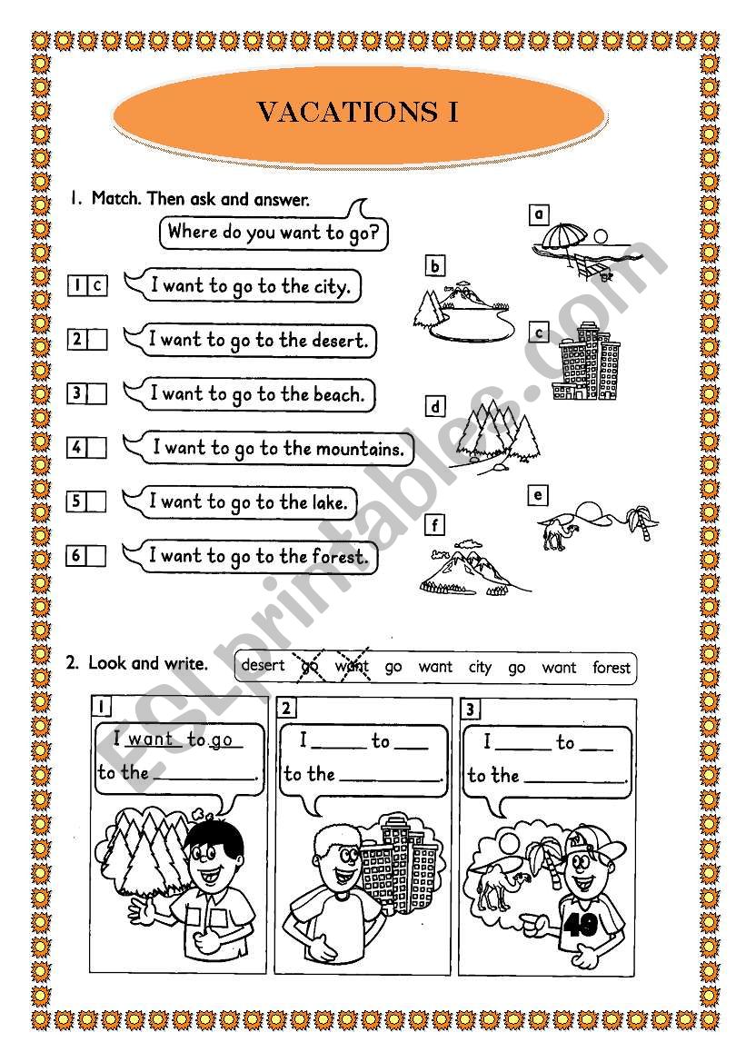 VACATIONS 1 worksheet