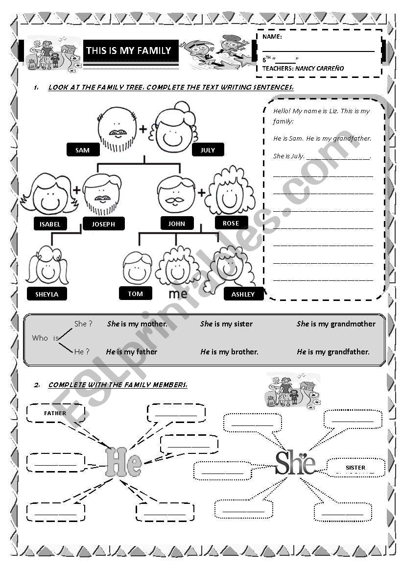 This is my family worksheet