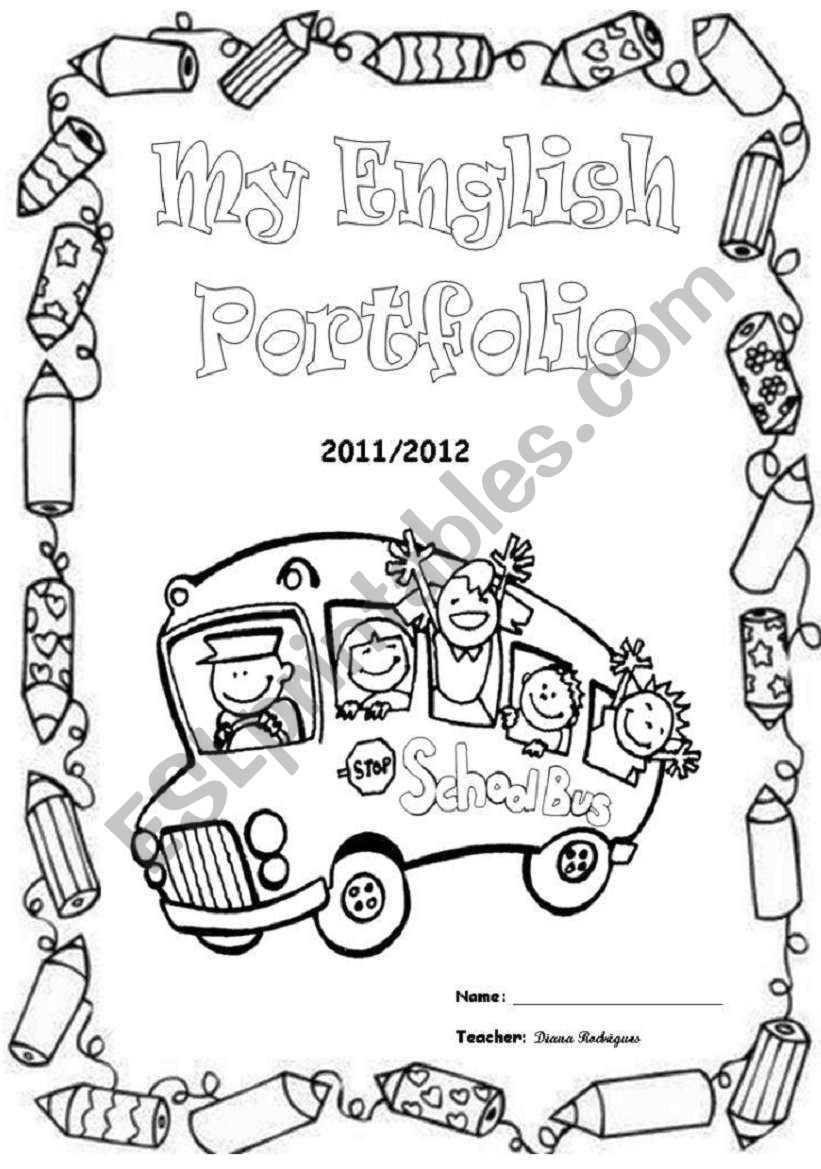 English Portfolio Cover worksheet