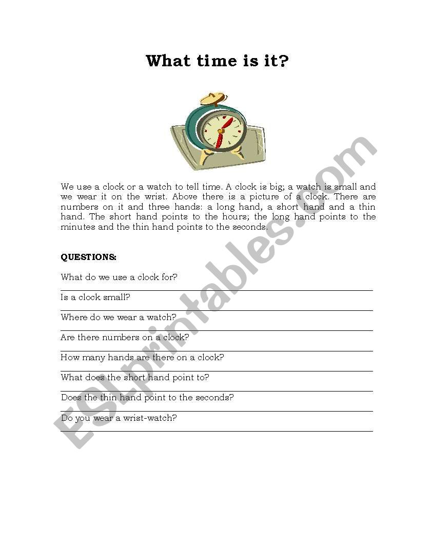 What time is it? worksheet