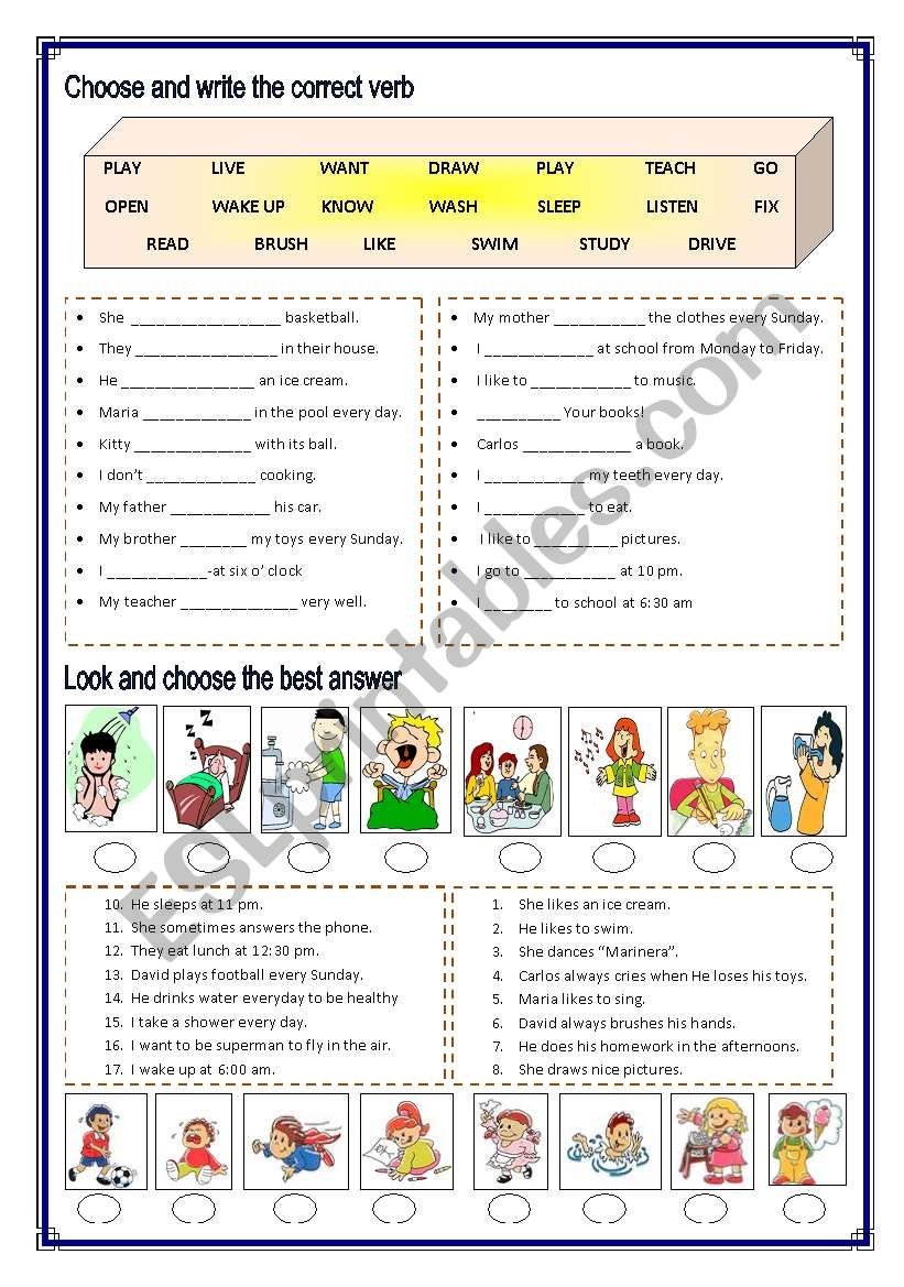 BASIC VERBS worksheet