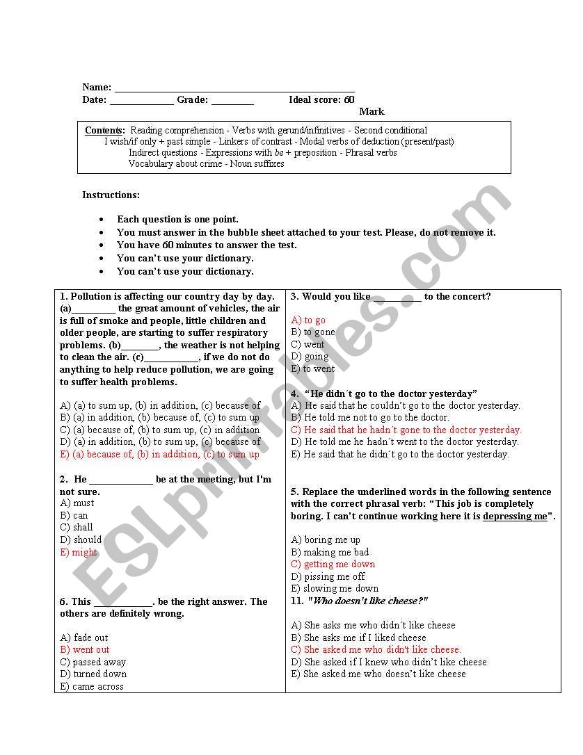 worksheet on english in mind 3b