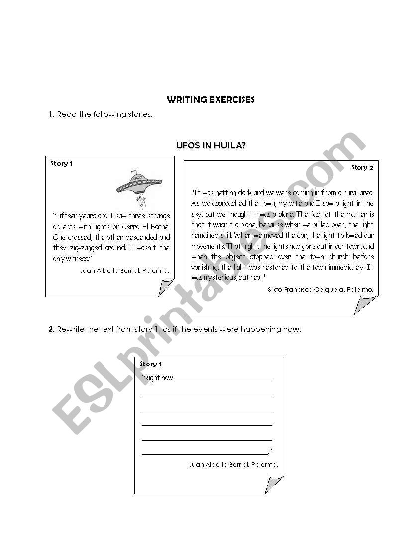 Writting exercise worksheet