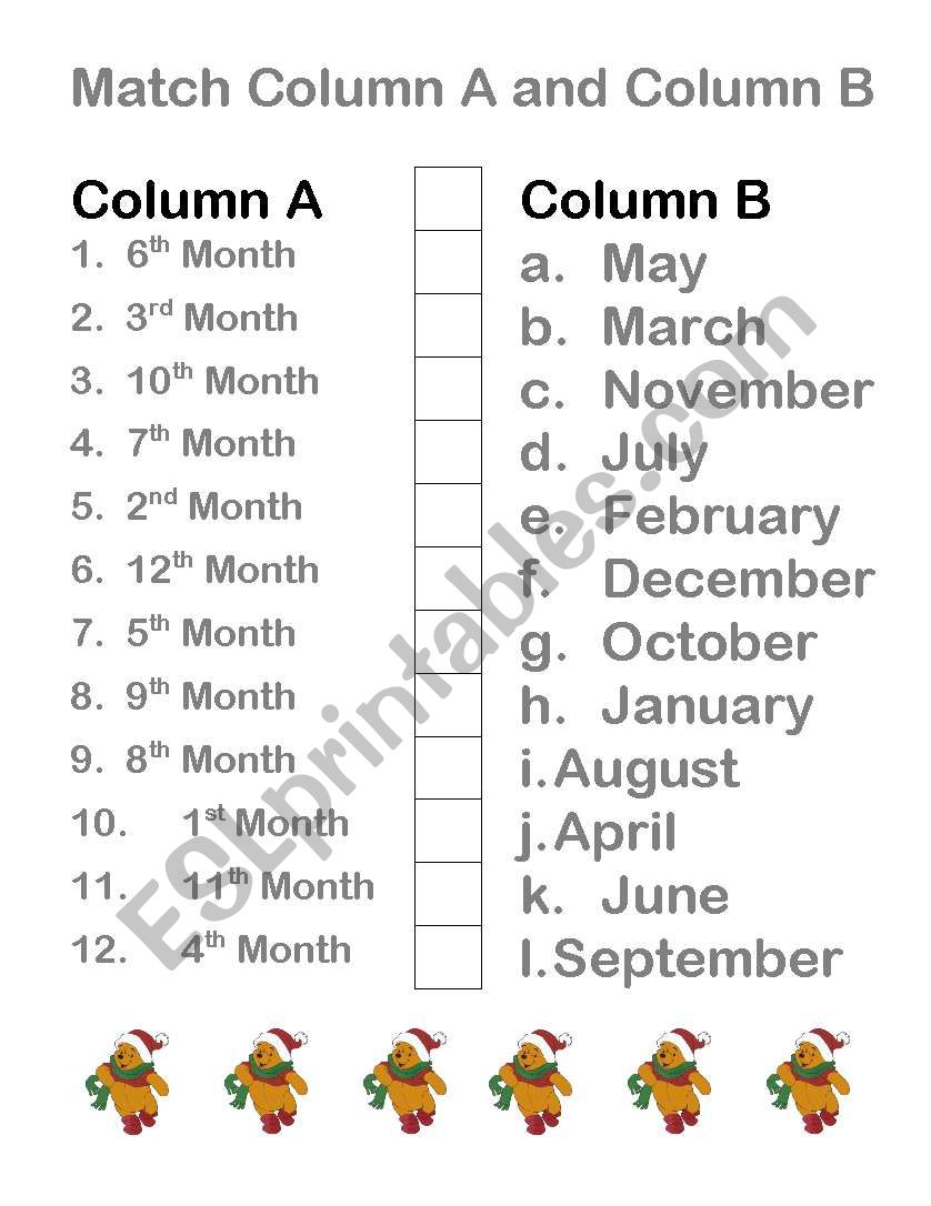 Month worksheet