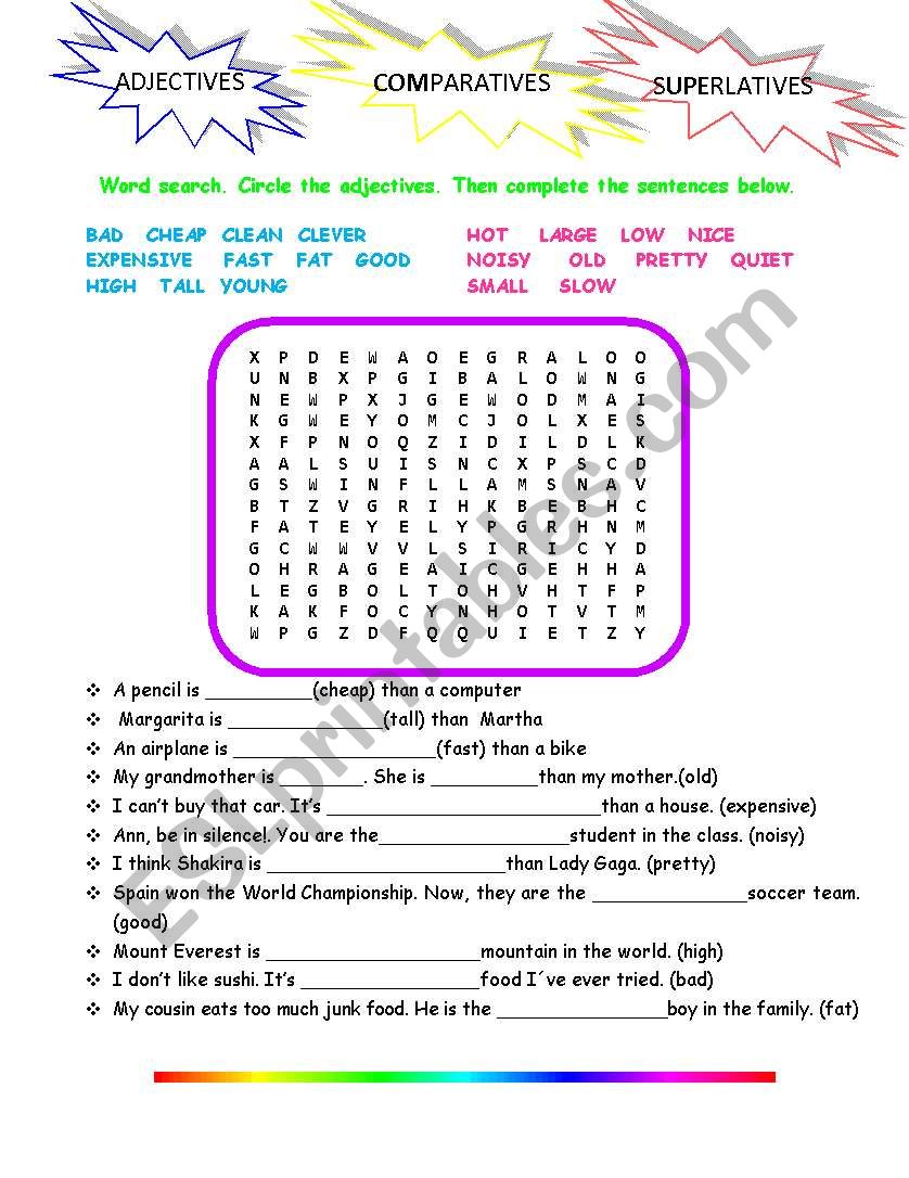 Adjectives worksheet