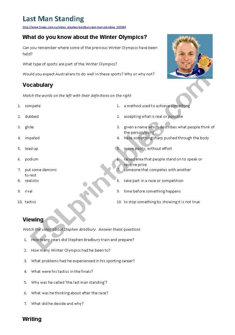 Last Man Standing worksheet