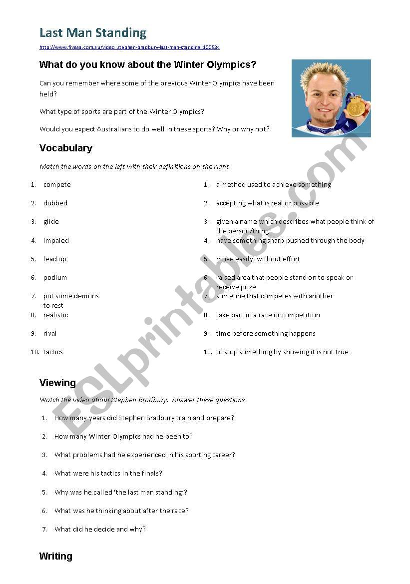 Last Man Standing worksheet