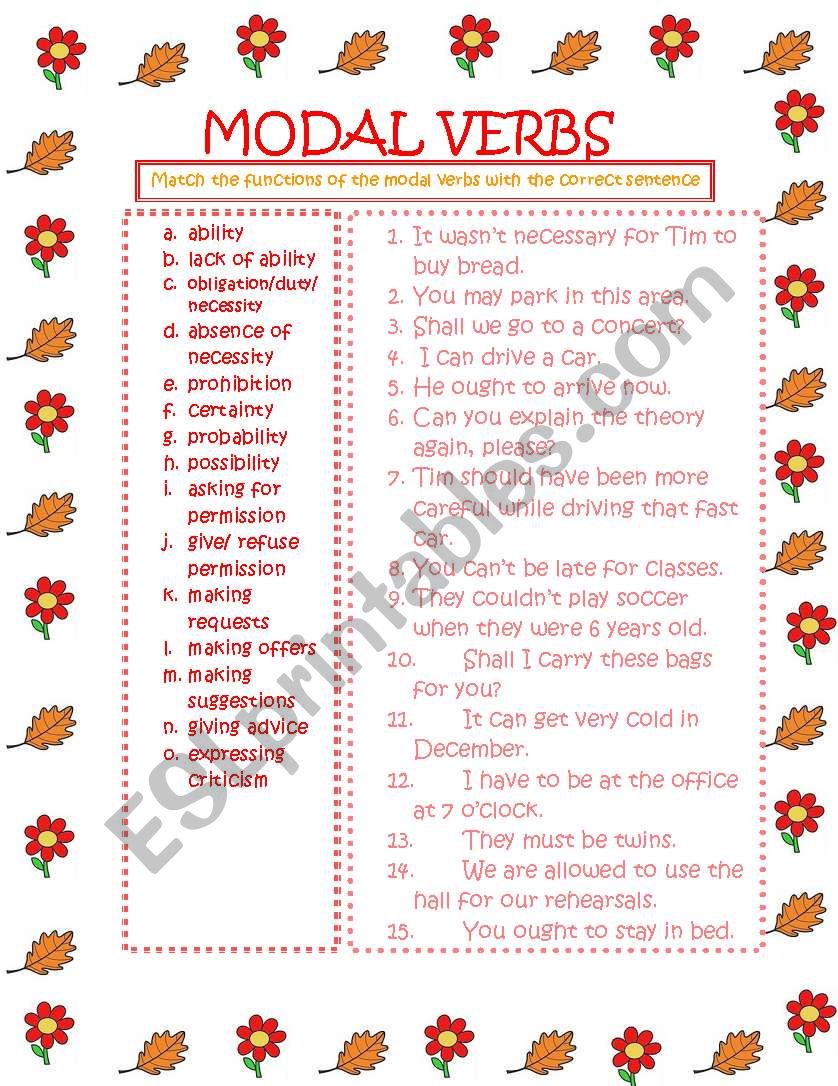 Modal verbs 2 worksheet