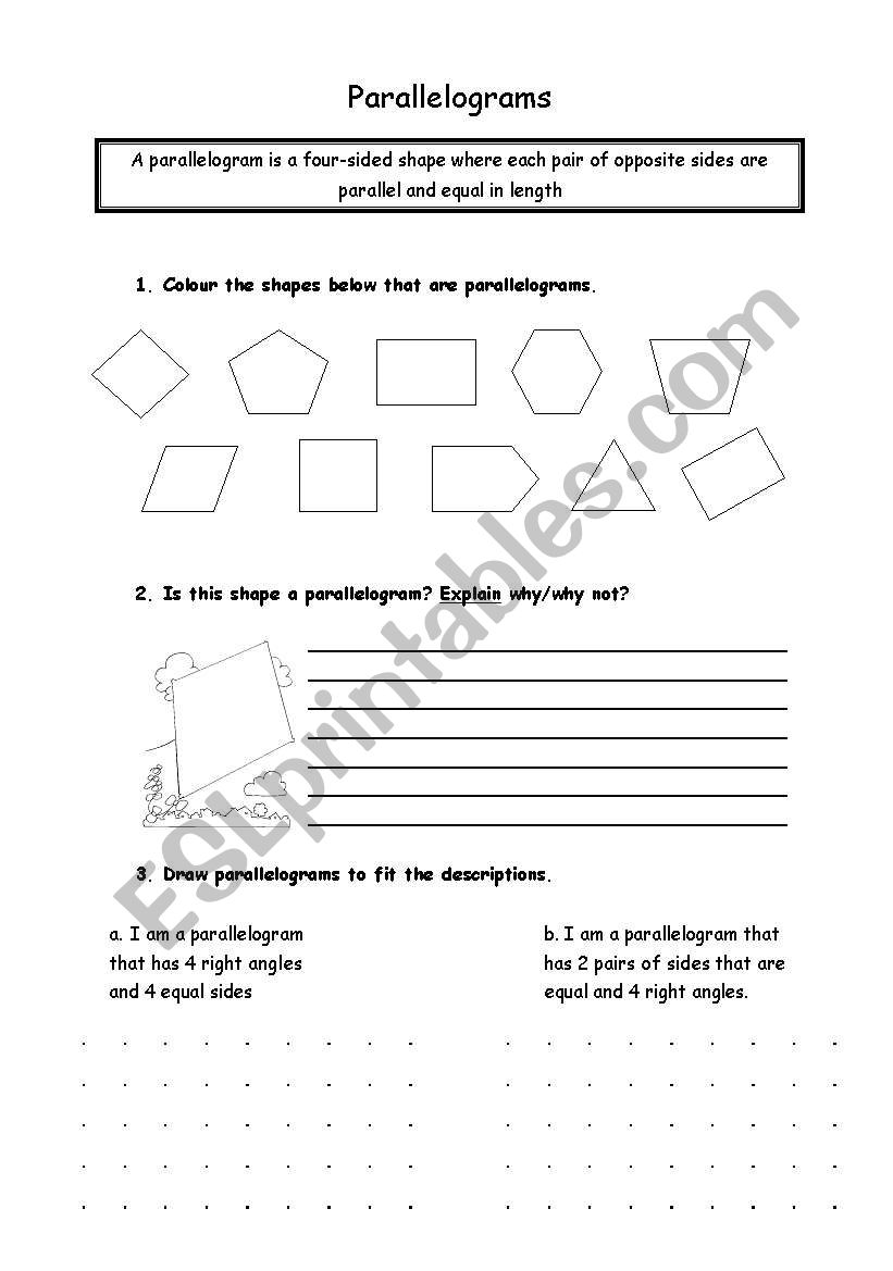 Parallelograms worksheet