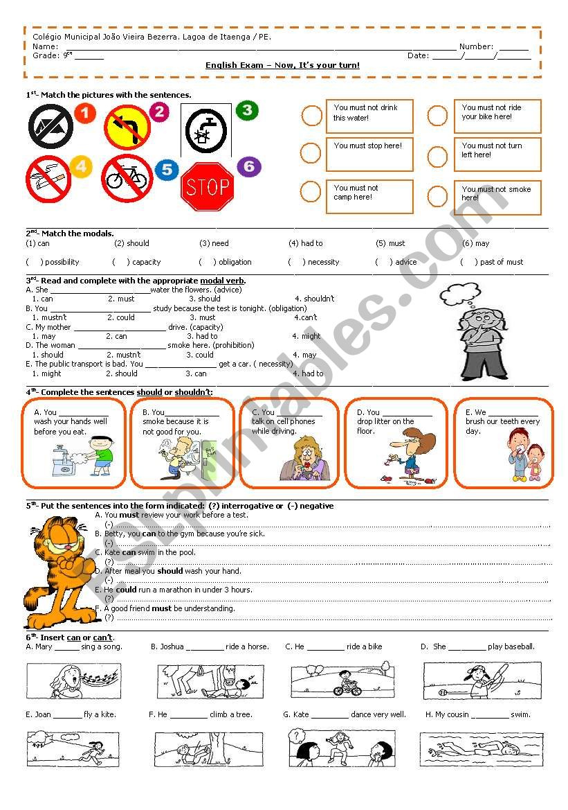 Modal verb worksheet