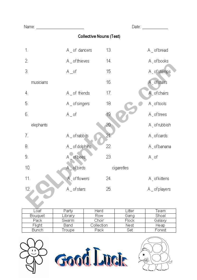 Collective nouns worksheet