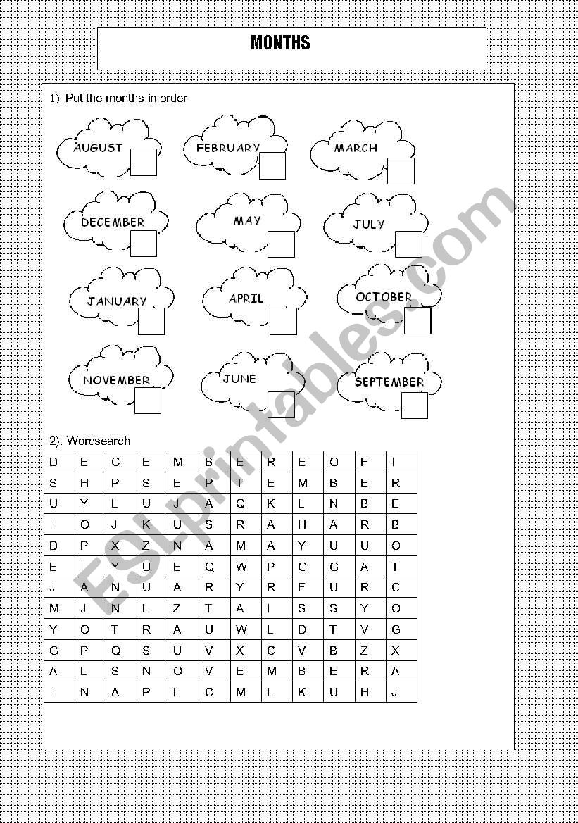 Months worksheet