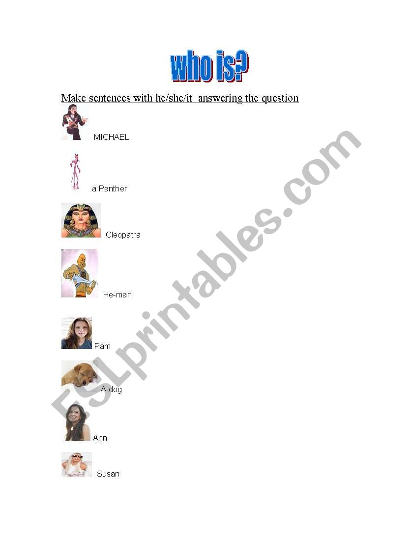 WHO IS? worksheet