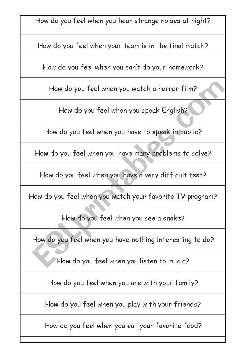 Feelings worksheet