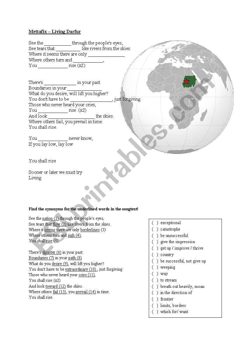 Mettafix - Living Darfur worksheet