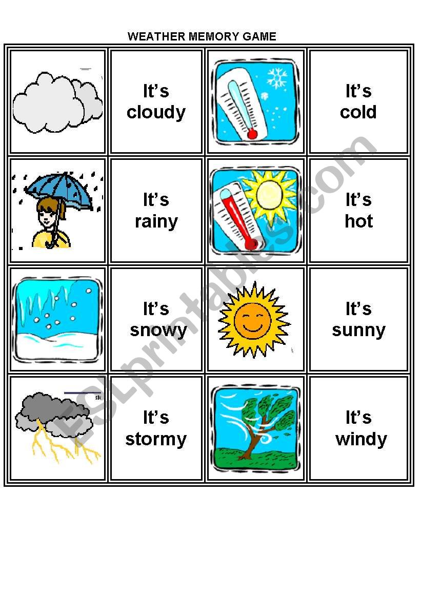 weather memory game worksheet