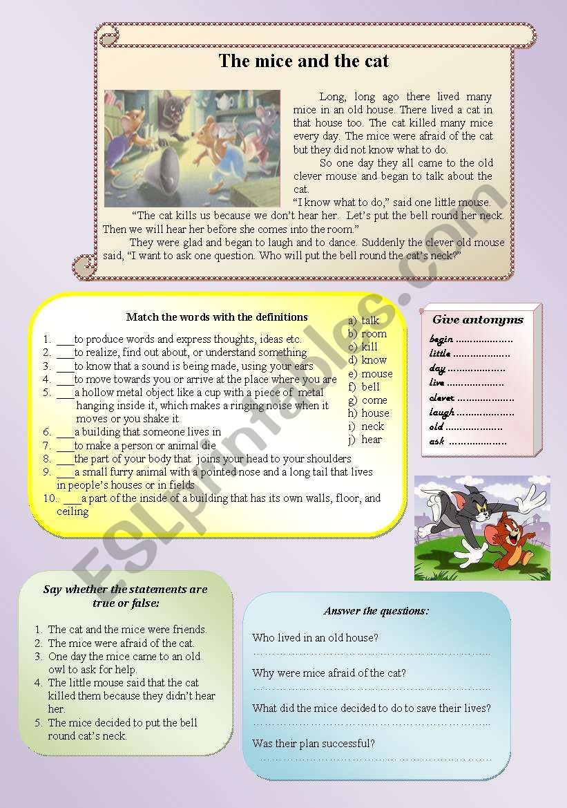 The mice and the cat  worksheet