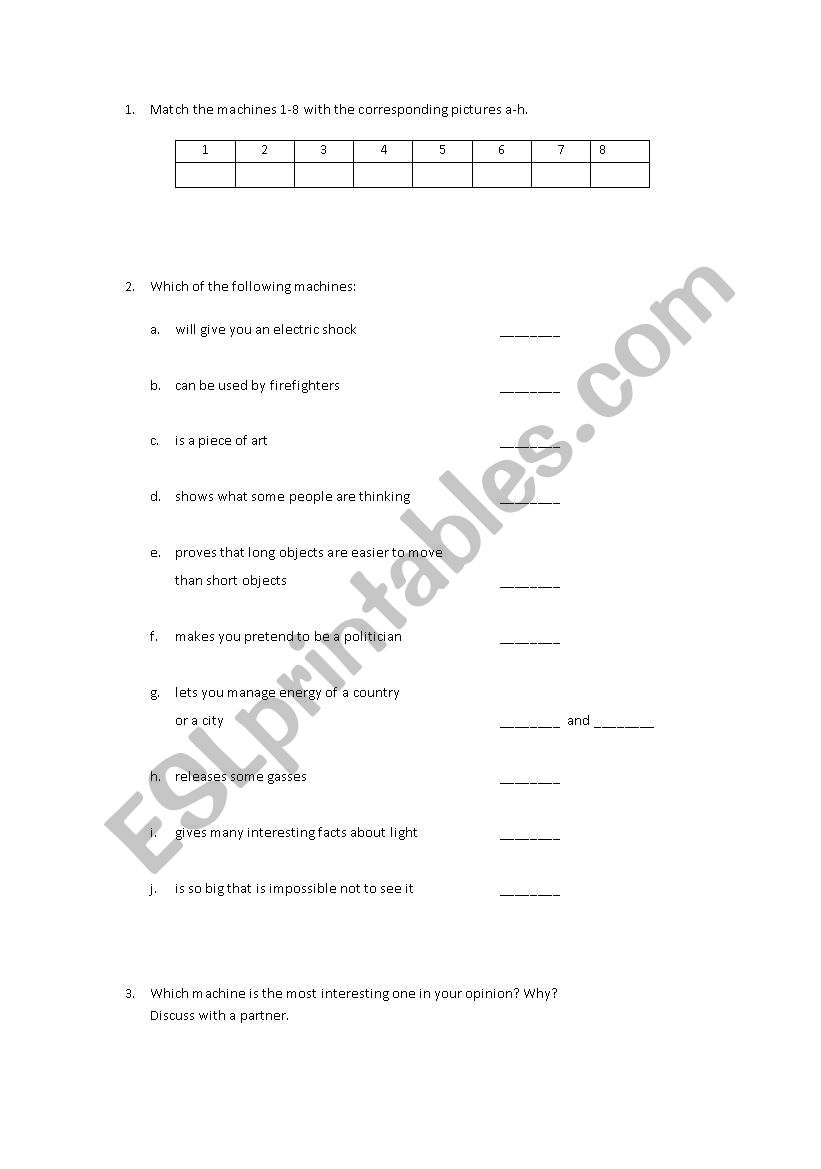 Science Museum Worksheet part 2