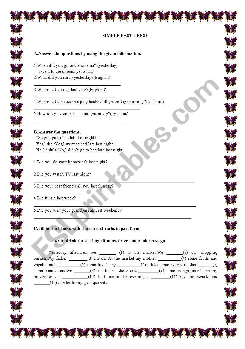 Simple Past Tense worksheet