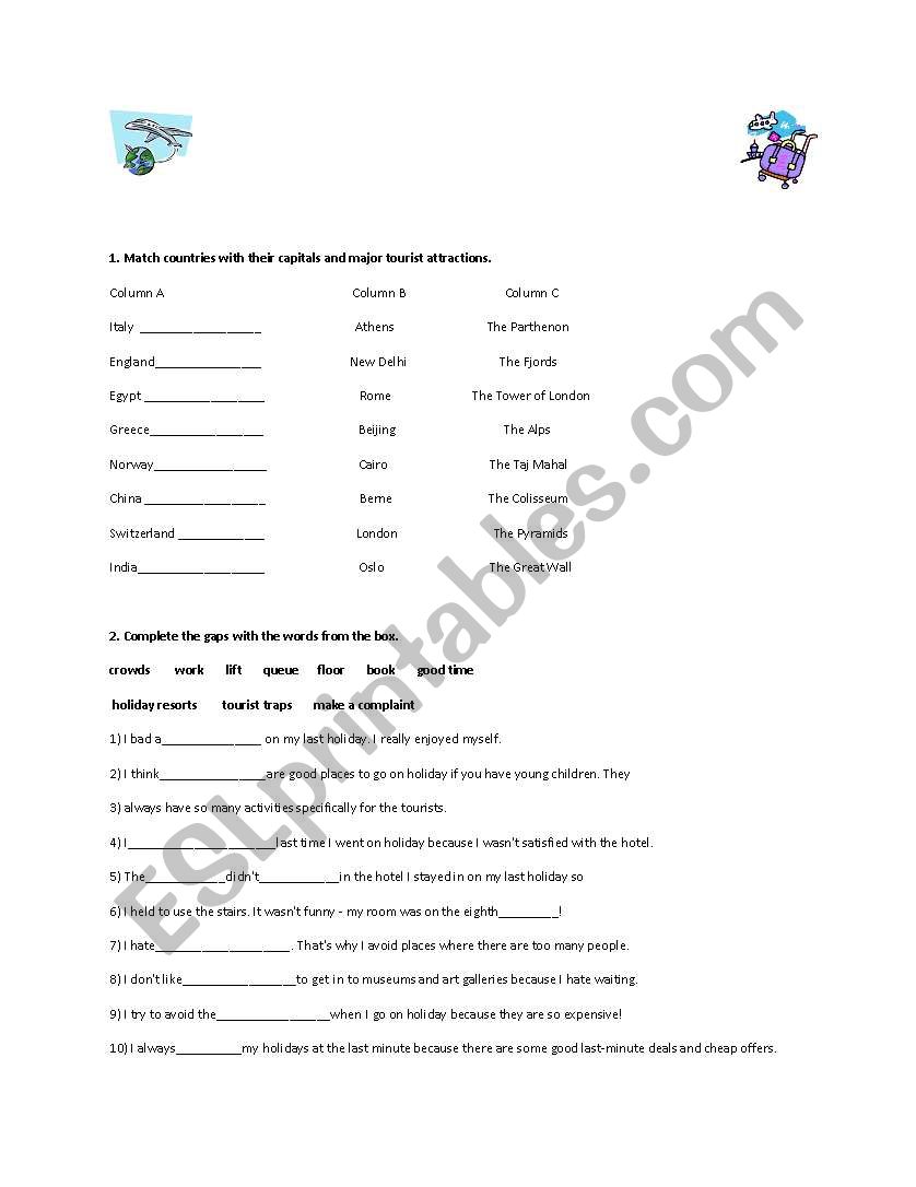 Travel Plans worksheet