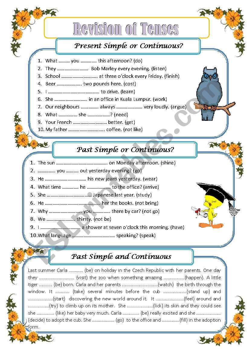 Revision of tenses (3 pages, editable with key)