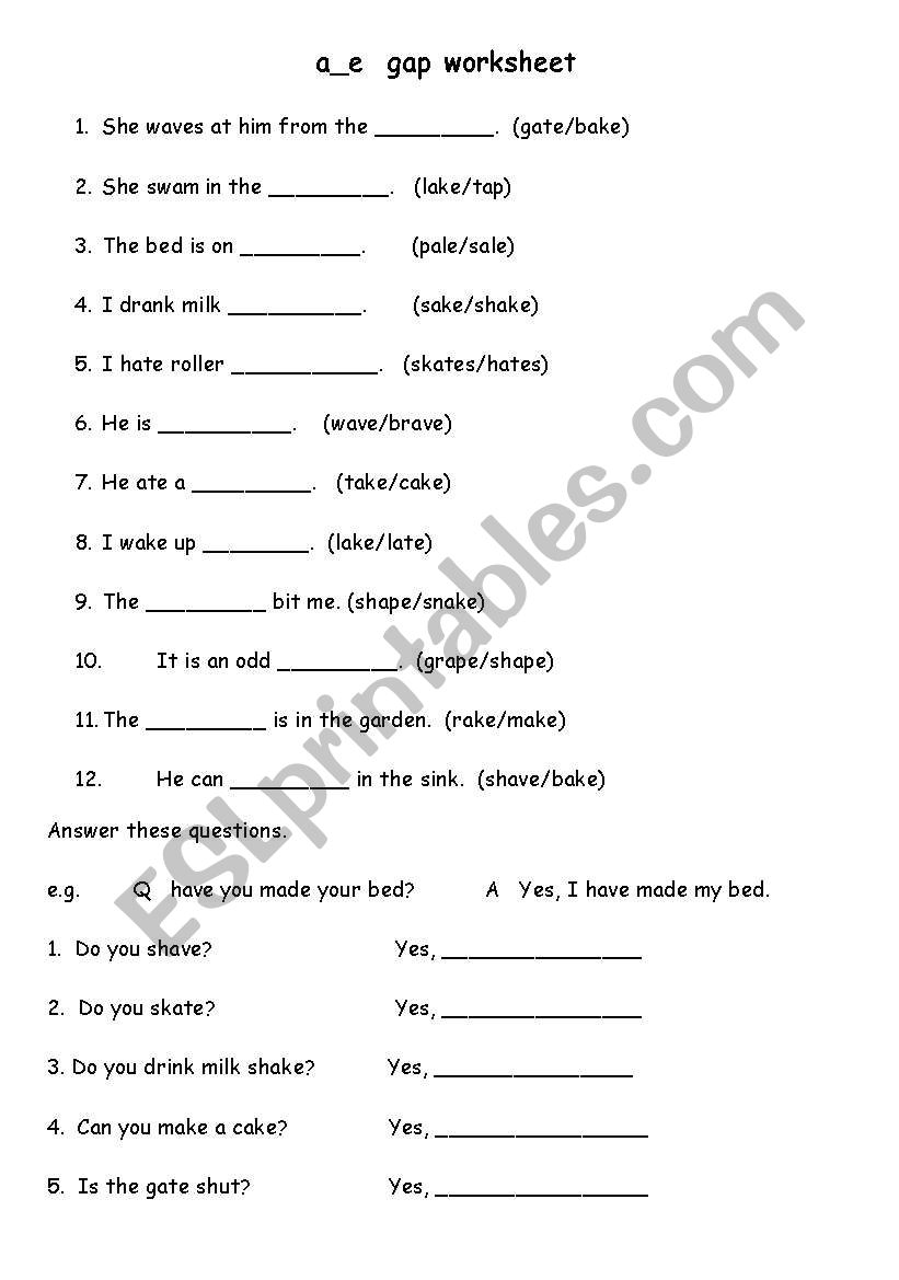 a-e gap worksheet worksheet