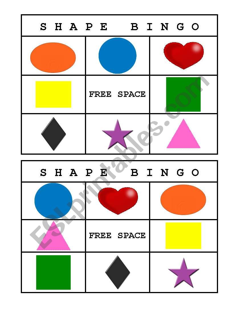 Shape bingo I worksheet
