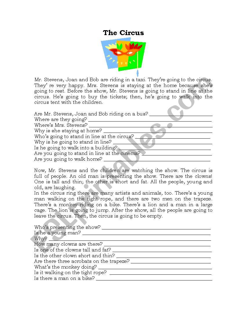 The Circus worksheet