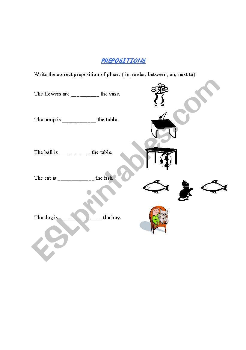 Prepositions worksheet