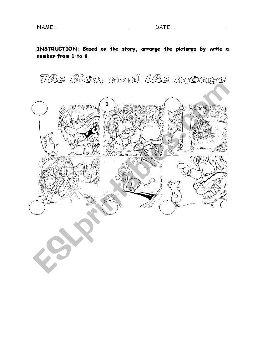 the lion and the mouse worksheet