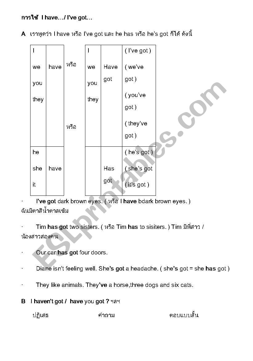 have got worksheet