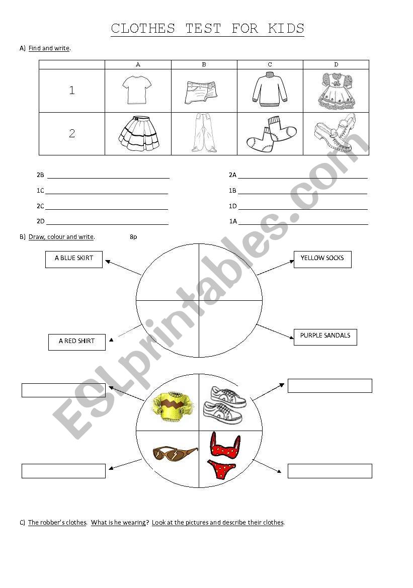 Clothes worksheet