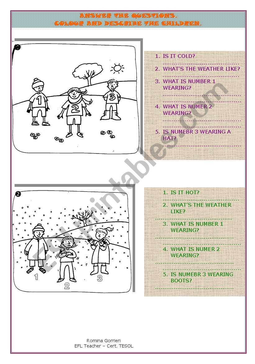 Weather and Clothes worksheet