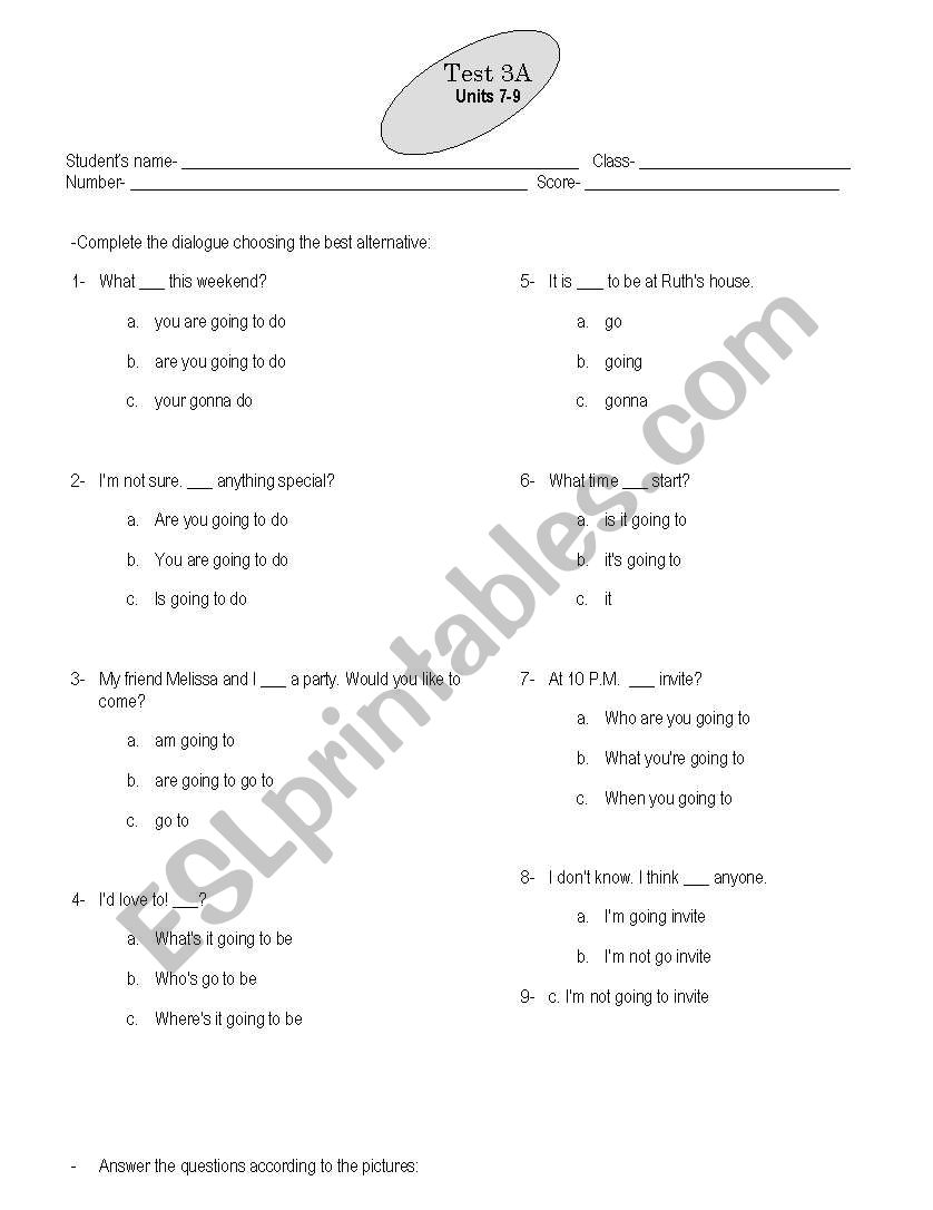 test worksheet