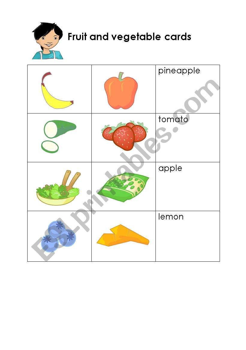 Food flashcard worksheet