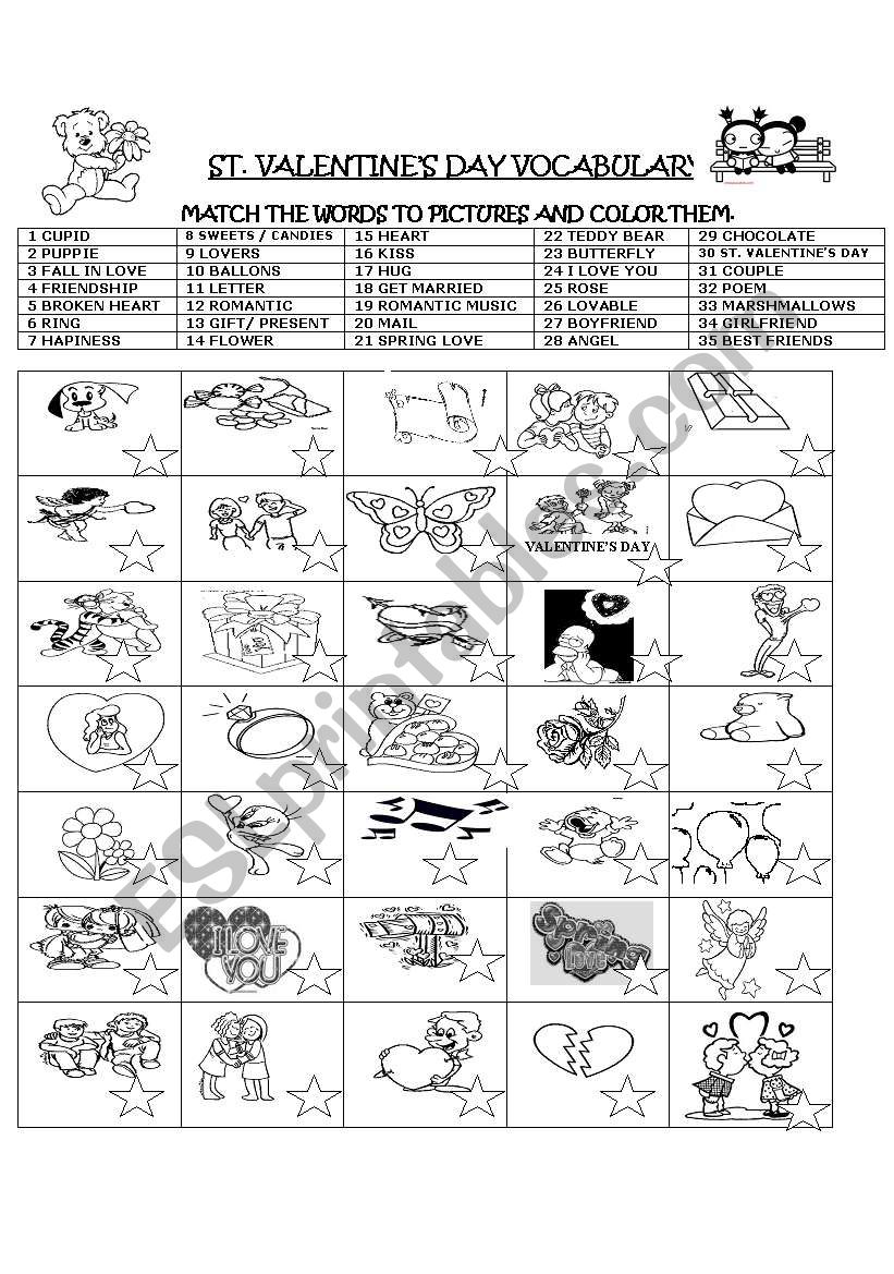 ST. VALENTINES DAY VOCABULARY worksheet