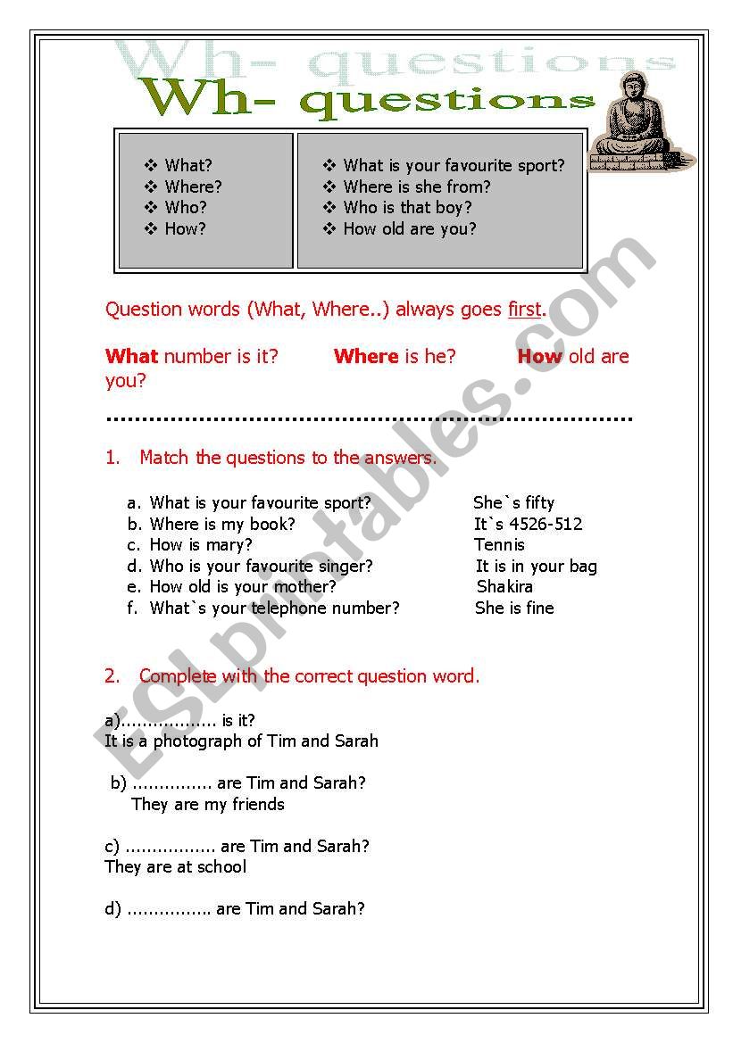 Wh questions worksheet