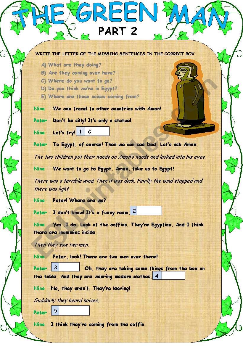 THE GREEN MAN (PART2) worksheet