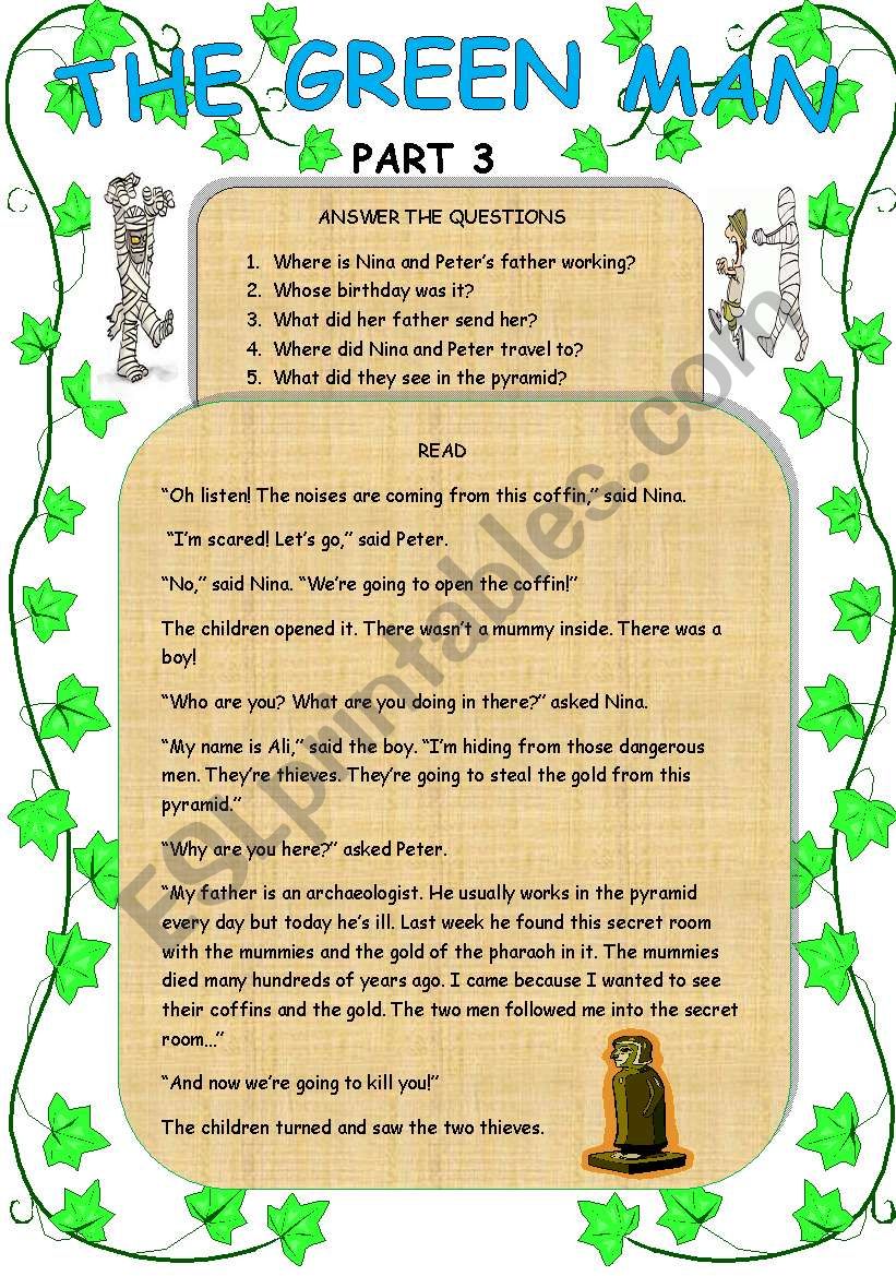 THE GREEN MAN (PARTS 3 AND 4) worksheet