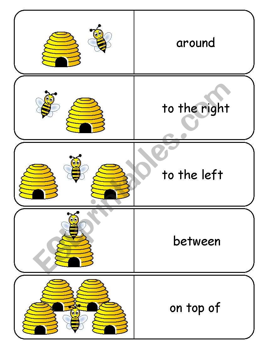 Where is the Bee Preposition Dominoes and Memory Cards  Part 1 of 3