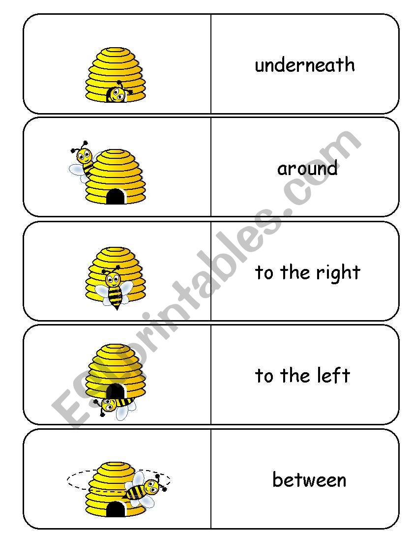 Where is the Bee Preposition Dominoes and Memory Cards Part 2 of 3