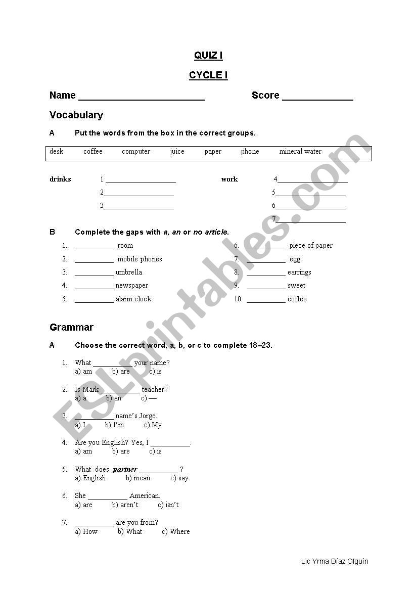 BASIC INFORMATIOIN worksheet