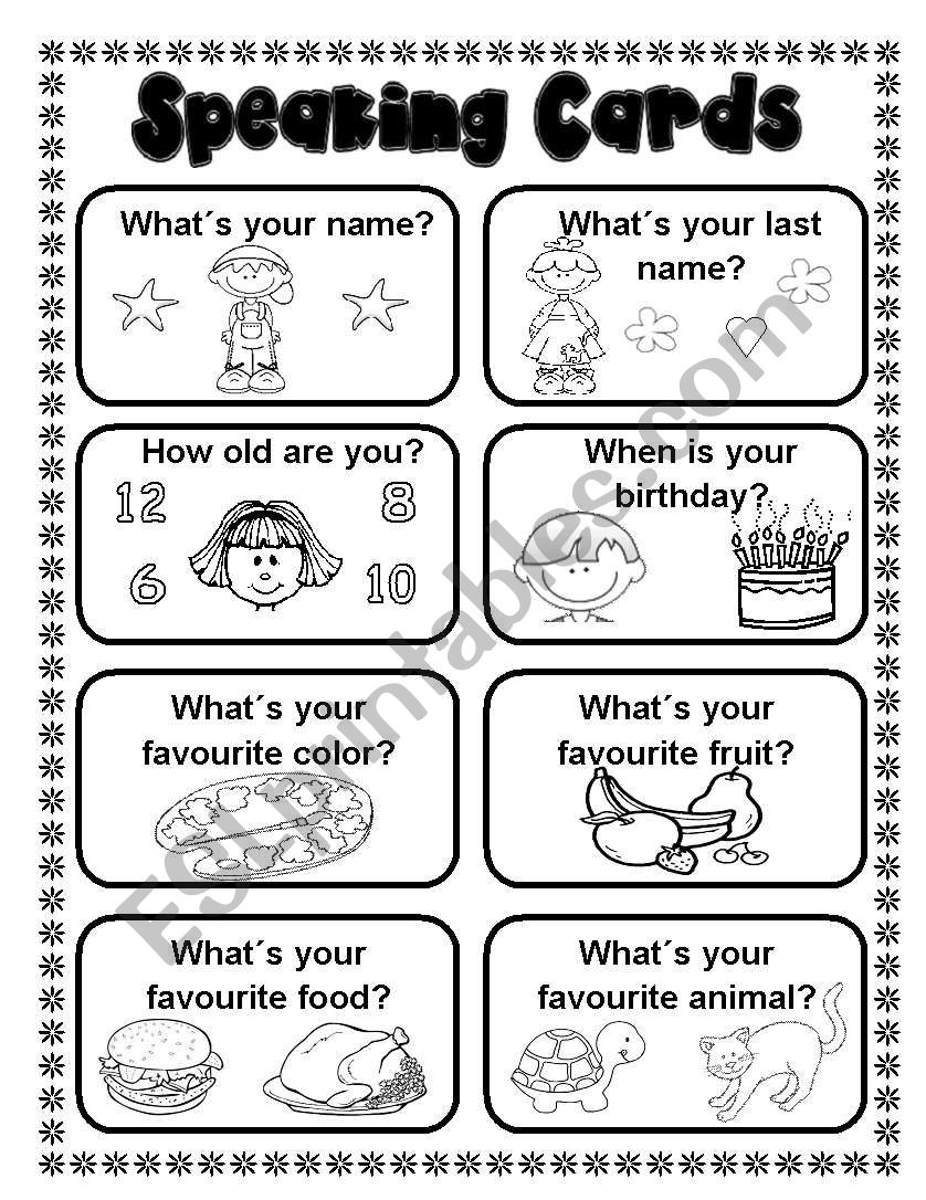 16 Speaking cards (2 pages) fully editable